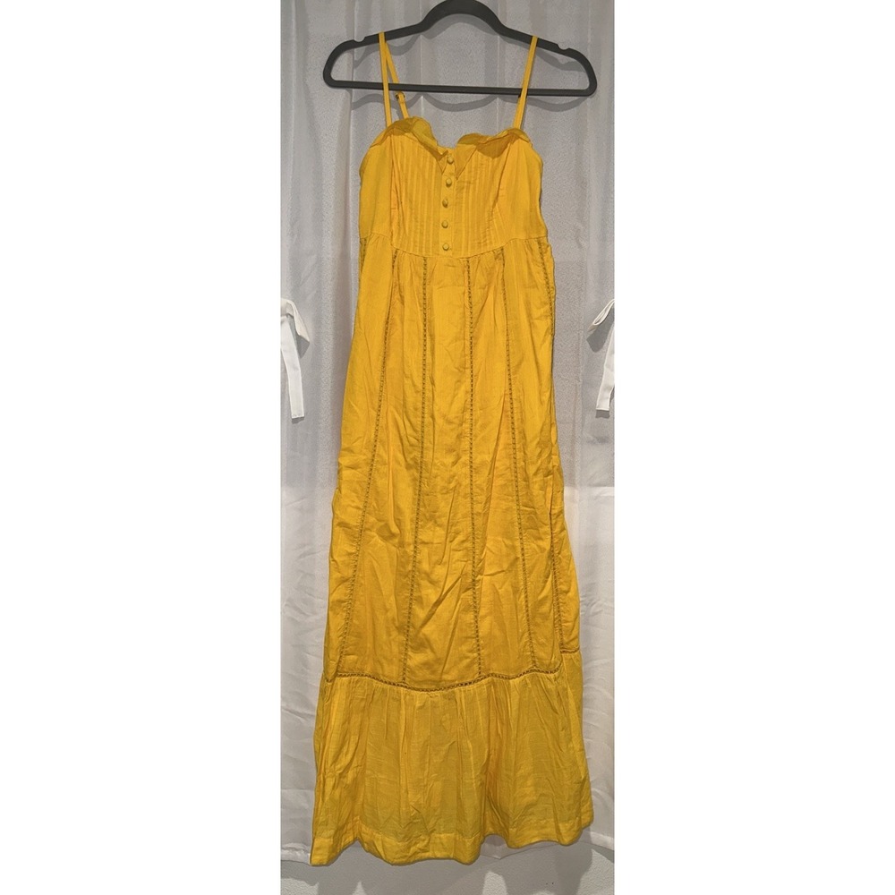 Anthropologie‎ Maeve Arcadia Yellow Maxi Dress Ruffle Eyelet Sundress Size 2
